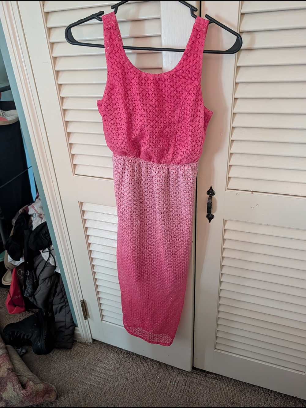 paper doll Hot Pink Lace Midi Dress